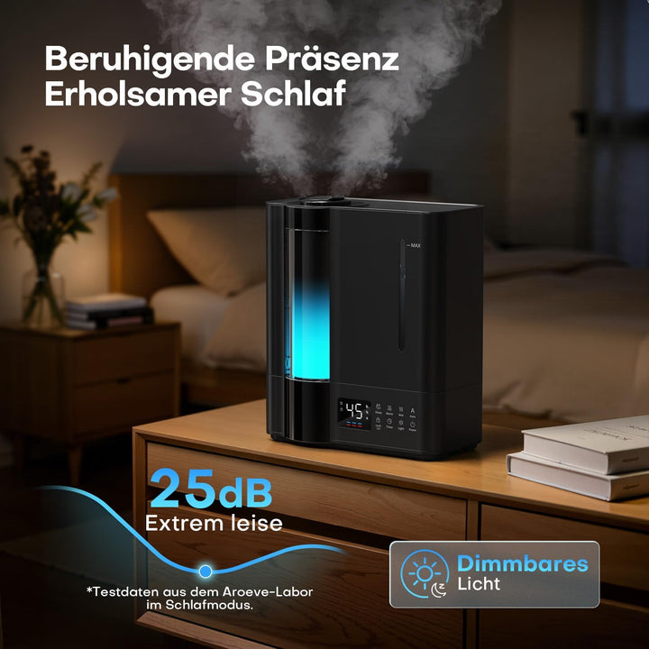 AROEVE 8L Luftbefeuchter Schlafzimmer, Warm- & Kaltnebel Luftbefeuchter für grosse Räume, Befüllung