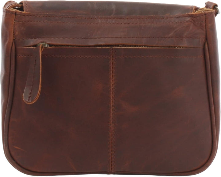 LECONI kleine Umhängetasche Damentasche Schultertasche Festivaltasche Leder 22x18x6cm LE3047 Braun –