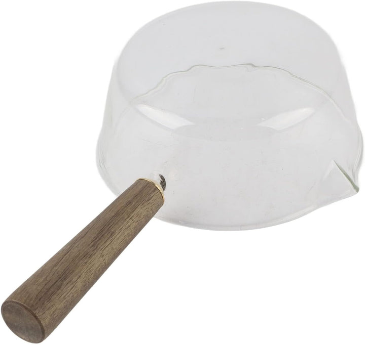 Stielkasserolle, Glas Milchtopf mit Holzgriff Kochtopf Stieltopf Nudeltopf mit V-förmige Tülle Sauce