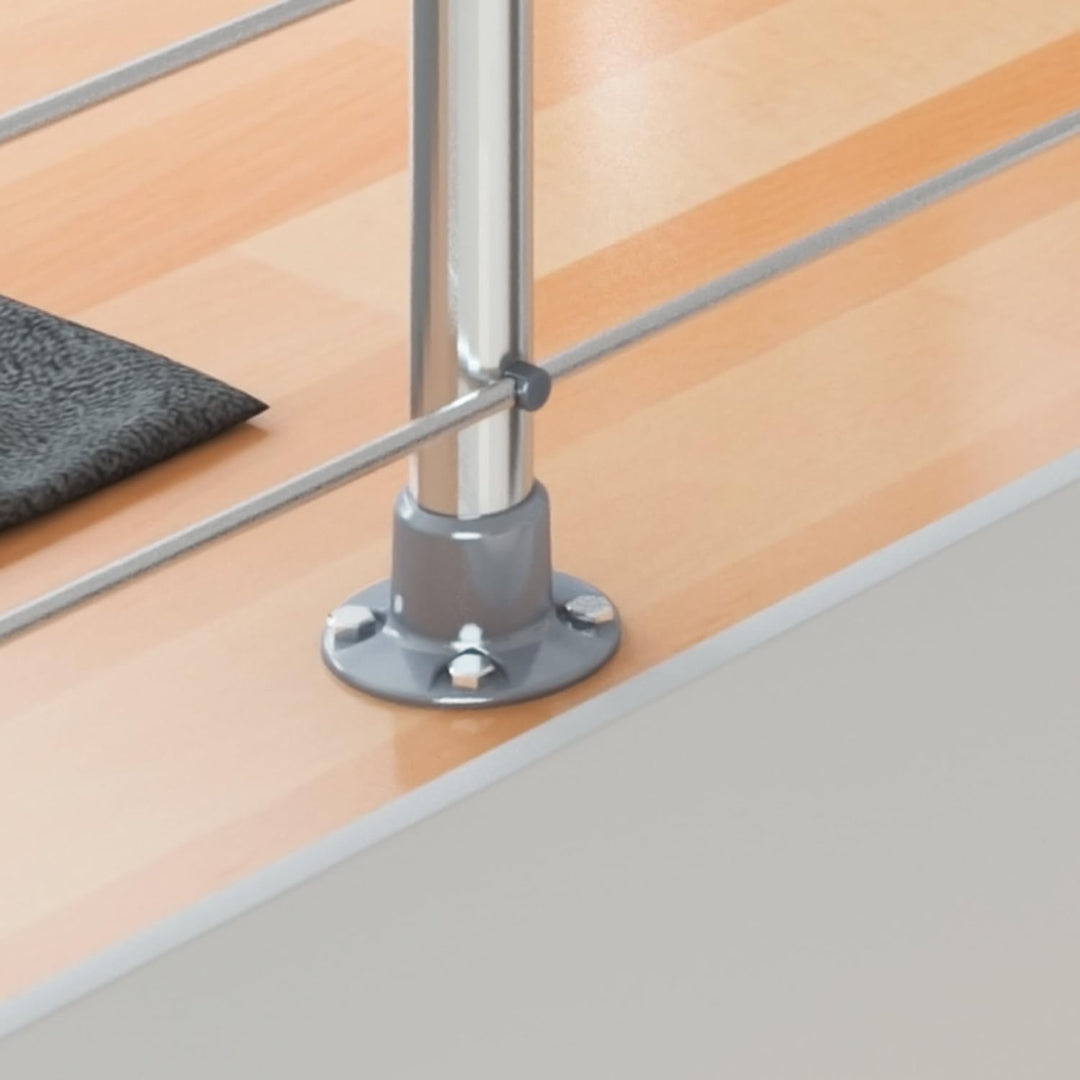 DOLLE Aluminium Geländer-Set Handlauf aus Buche Füllstäbe aus Edelstahl aufgesetzte Montage 150 cm,
