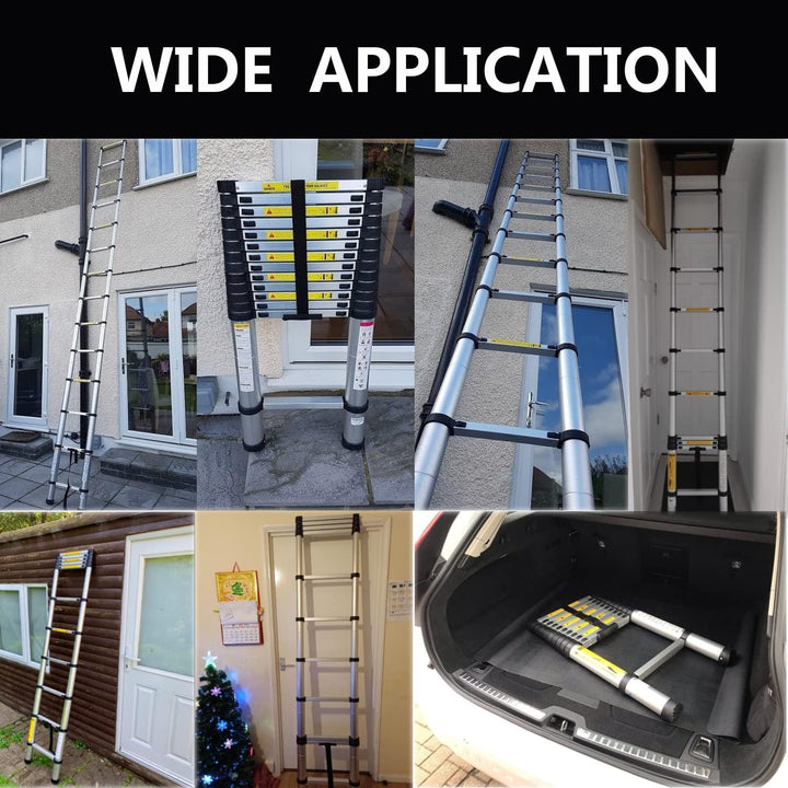 Vlio 3,8M Teleskopleiter, Mehrzweckleiter Aluminium, 150 kg/330 Pfund Belastbarkeit, Ausziehbar Alul
