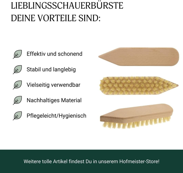 3X HOFMEISTER® Holz-Scheuerbürste, 21 cm, für Starke Verschmutzungen, stabile Fibre-Natur-Borste, ve