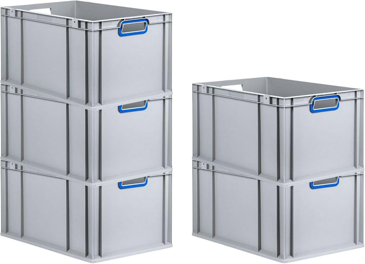 SuperSparSet 10x Eurobox NextGen Color | HxBxT 32x40x60cm | 65 Liter | Griffe blau offen | Verstärkt