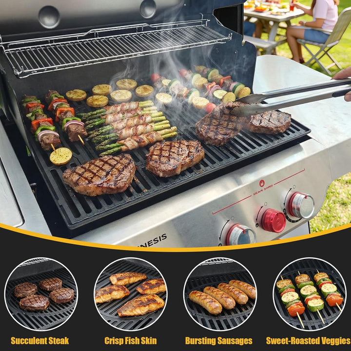 GFTIME Gusseisen Grillrost 41,5 x 59cm für Enders Chicago 3, Switch Grid Rost-in-Rost System für End