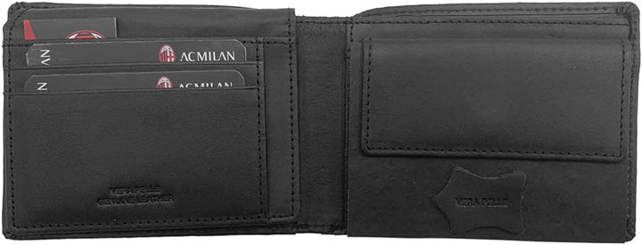 AC Milan 141801, Geldbörse aus Leder, offizielles Produkt für Herren, Schwarz, 125 x 95 x 30 mm