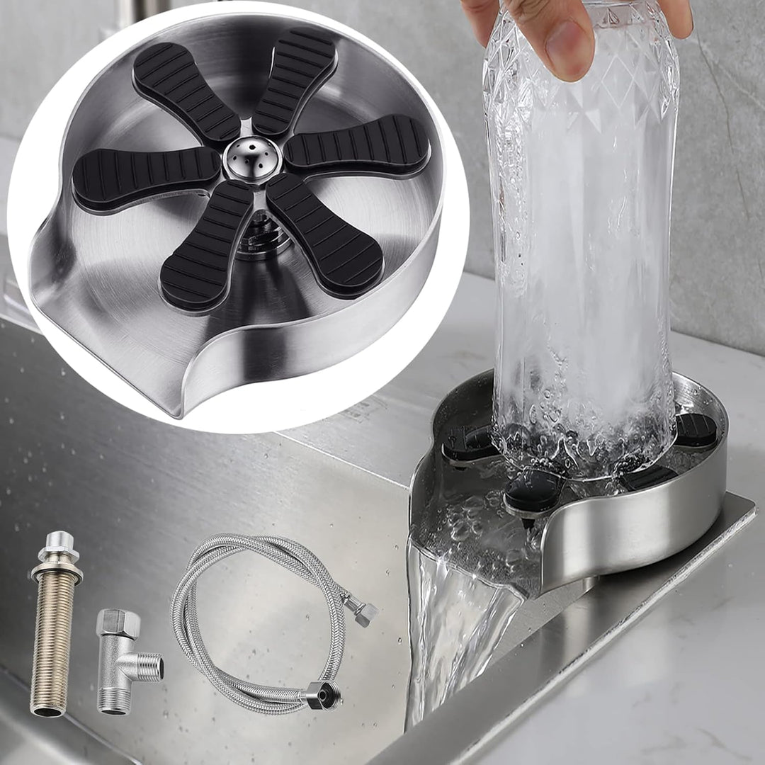 GläserspüLer für Spülbecken, FlaschenspüLer, Glasbürste für BarspüLe, Edelstahl Glasspüler, Cup Wash