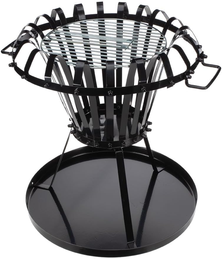 Feuerstelle BB650 für Garten und Terrasse aus Gusseisen - Feuerschale mit Grillrost schwarz - Garten