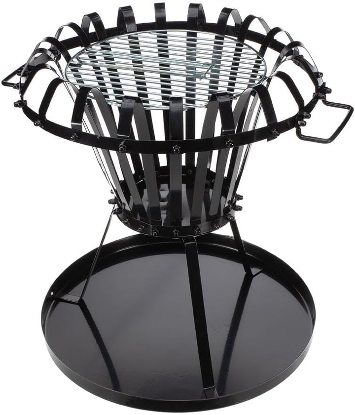 Feuerstelle BB650 für Garten und Terrasse aus Gusseisen - Feuerschale mit Grillrost schwarz - Garten