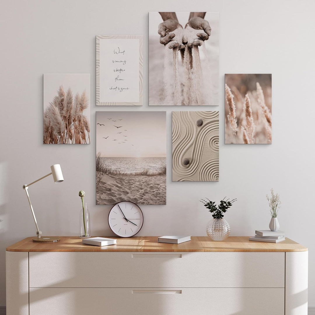 Muralo - Wandbilder Set - Leinwand Bilder Set Aufhängefertig in Boho Stil - das Leinwandbilder Set -