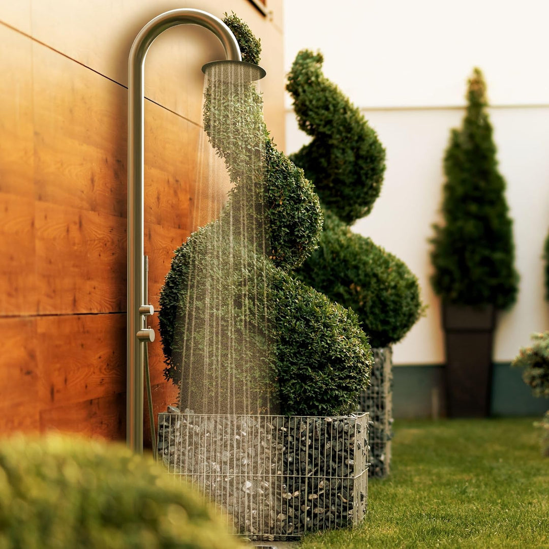 Four & More Designer Gartendusche Aussendusche Pooldusche Regendusche Duschsäule Dusche aus gebürste