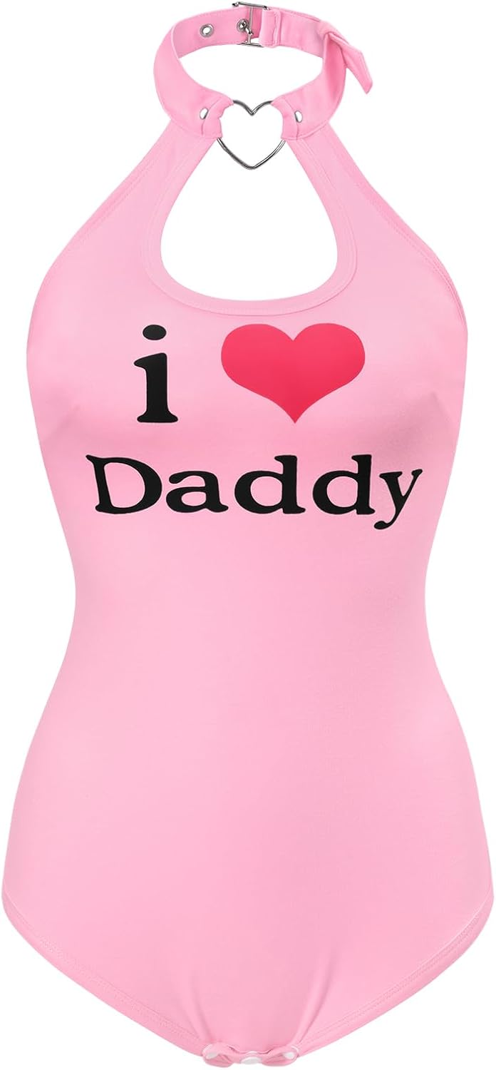 LittleForBig Baumwolle Strampler Onesie Pyjamas Bodysuit - I love Daddy Muster Schwarz-1 L, Schwarz-