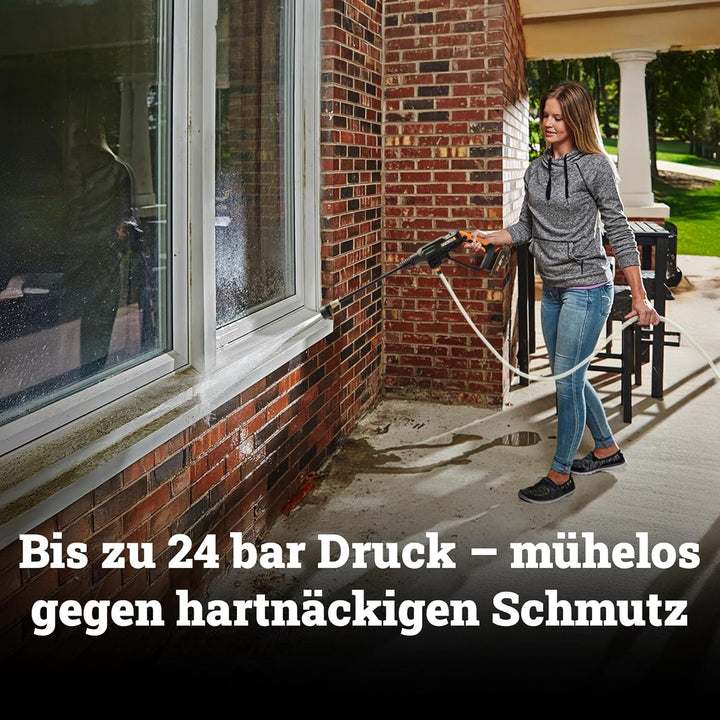 WORX WG621E Akku Hochdruckreiniger 20V, 24 bar, 185 l/h, selbstansaugend, 5 Sprühmodi Dank 5-in-1 Dü