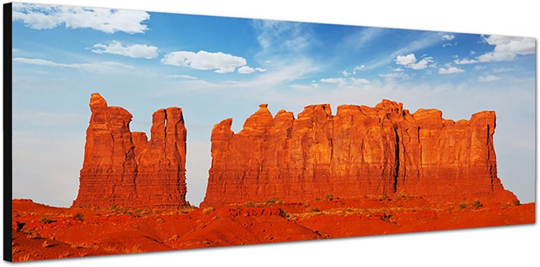 Paul Sinus Art Panoramabild auf Leinwand und Keilrahmen 150x50cm USA Monument Valley Felsen Himmel W