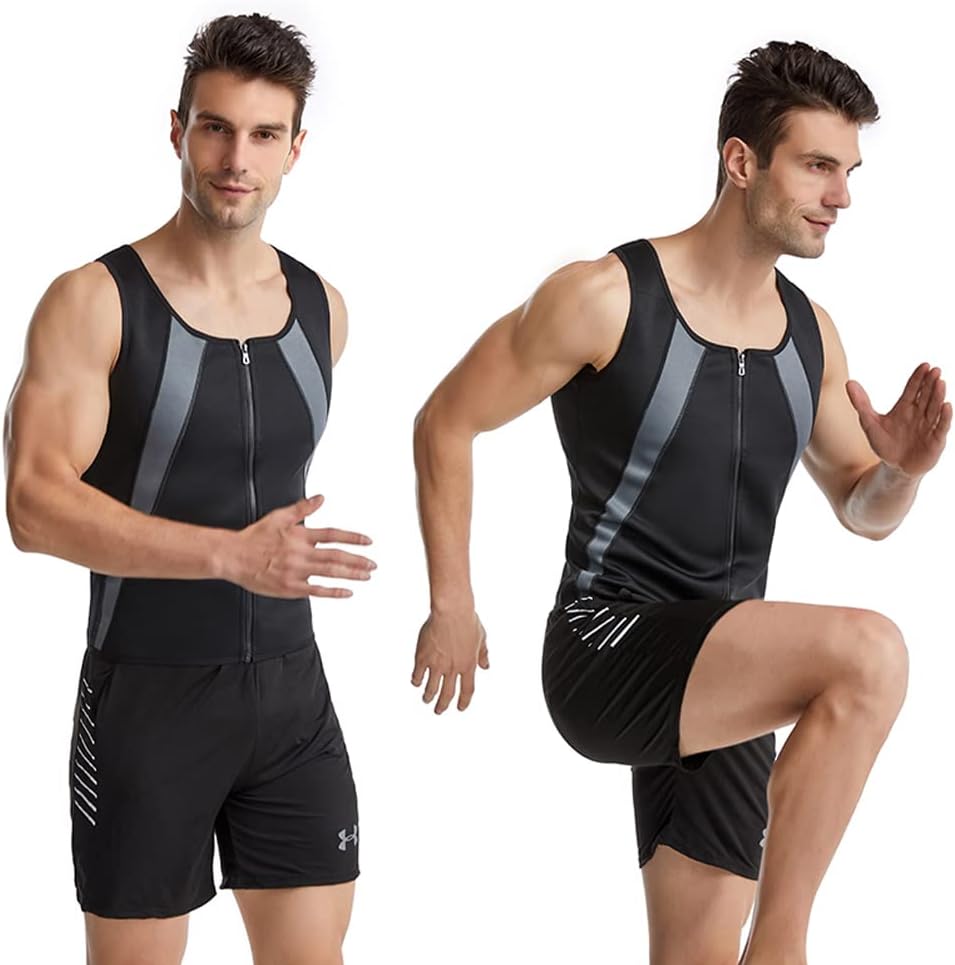 FEimaX Herren Sauna Schweiss Weste Taille Trainer Fitness Abnehmen Shapewear Trainingsanzug Schwitzw