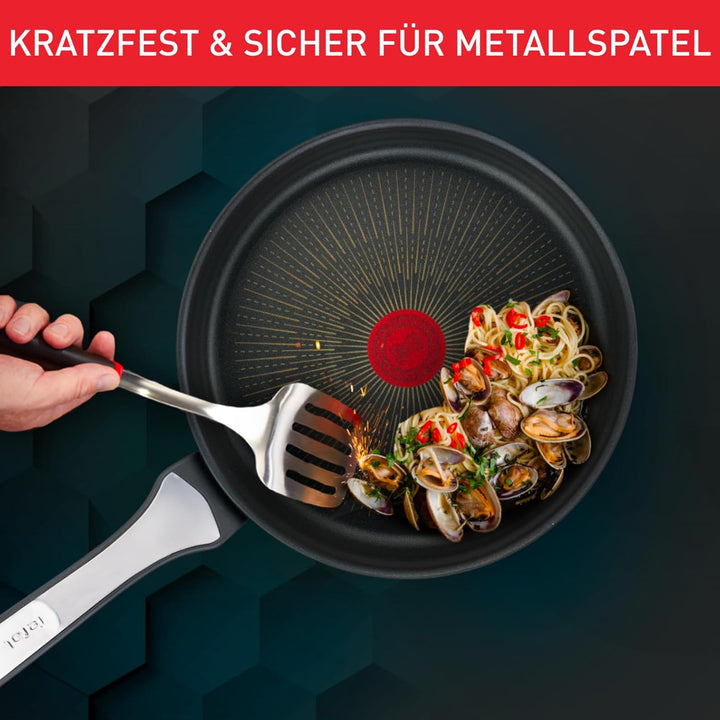 Tefal Unlimited On Wokpfanne 28 cm | G25919 | Kratzfeste Titanium 6X Antihaftversiegelung | THERMO-S