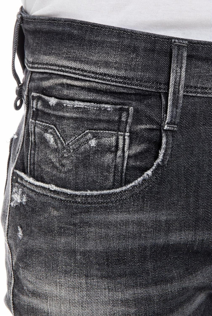 Replay Herren Jeans Anbass Slim-Fit Aged mit Power Stretch, 097 Dark Grey