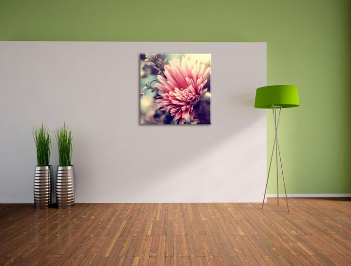 Romantische Blumen, Format: 70x70 auf Leinwand, XXL riesige Bilder fertig gerahmt mit Keilrahmen, Ku