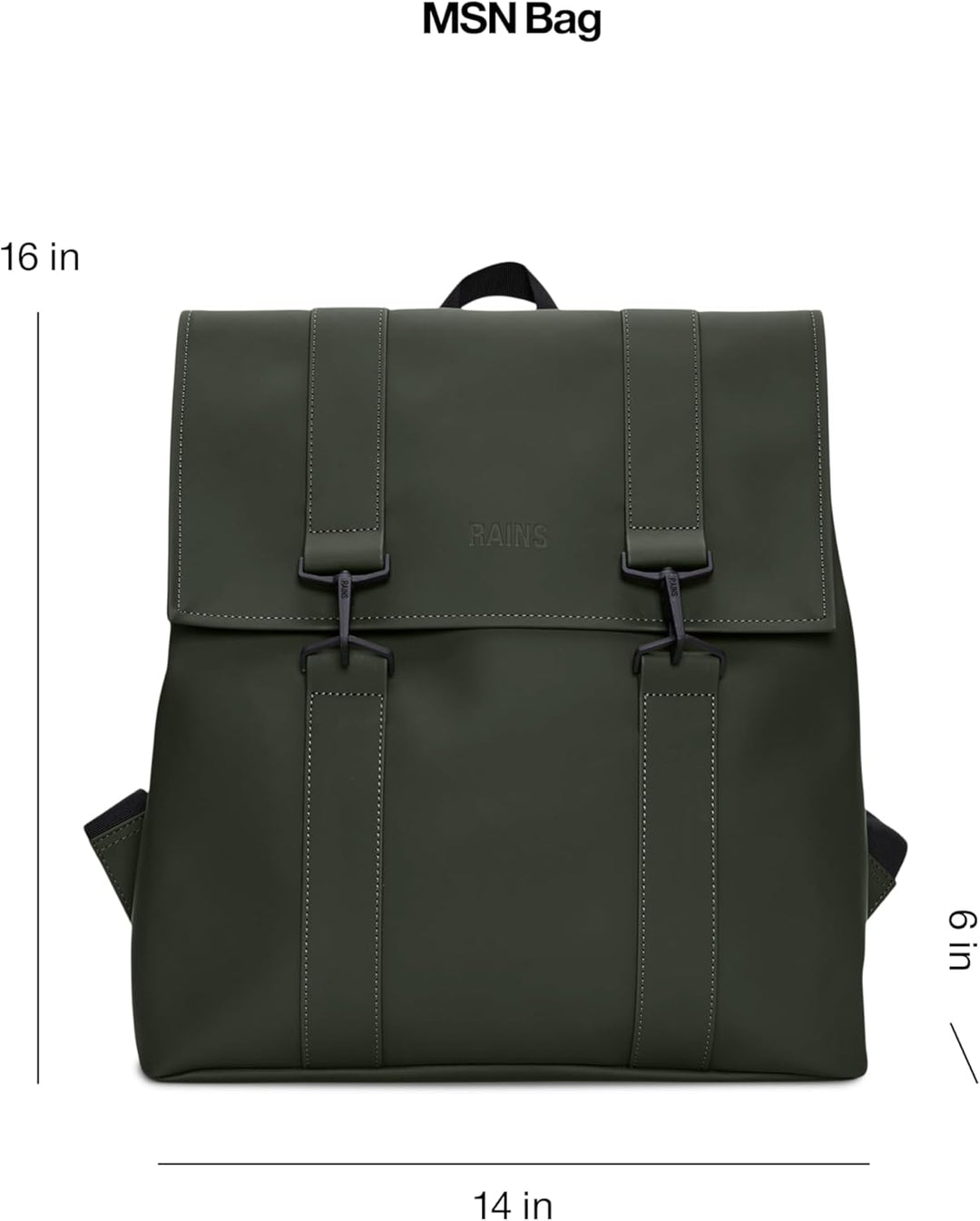 RAINS Unisex MSN Bag Rucksack, Einheitsgröße (2023 edition) Grün