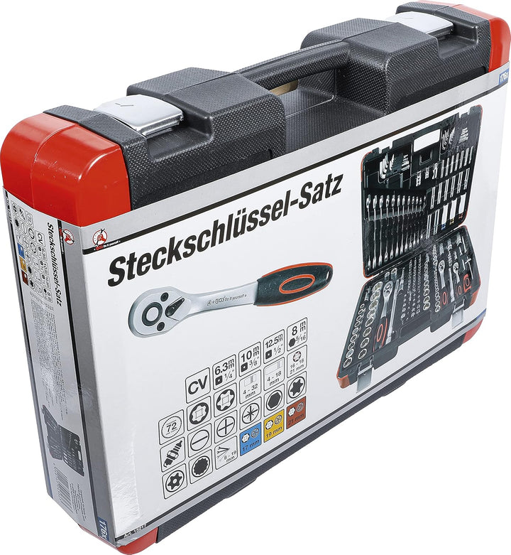 BGS Diy 15217 | Steckschlüssel-Satz | Antrieb 6,3 mm (1/4") / 10 mm (3/8") / 12,5 mm (1/2") | 176-tl