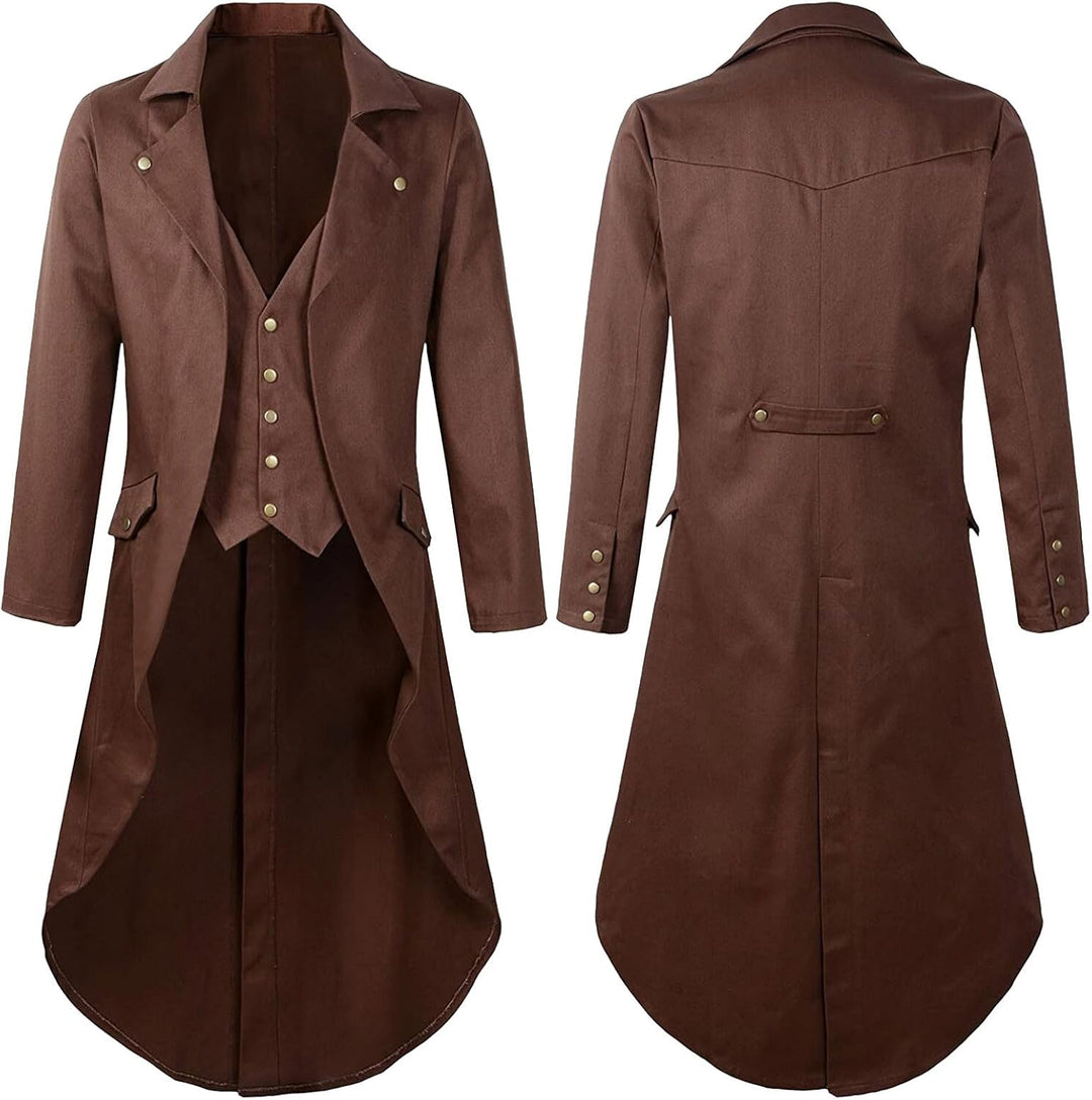 Viktorianische Steampunk Jacke für Herren Vintage Gothic Piraten Slim Fit Frack Wikinger Renaissance