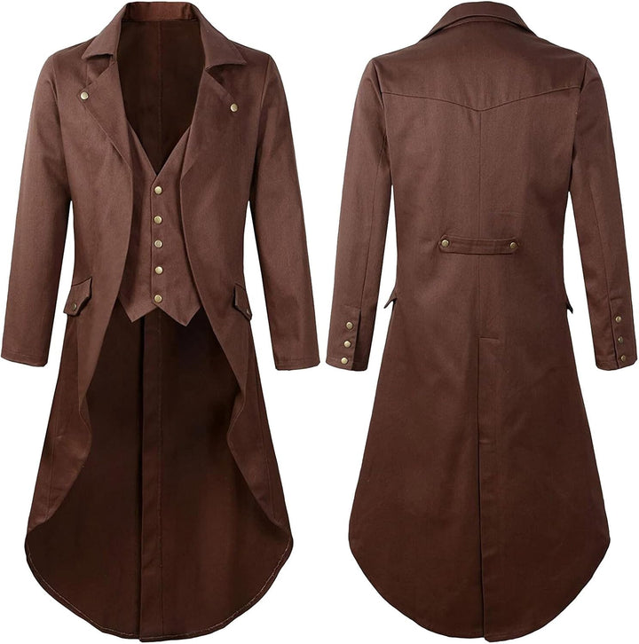 Viktorianische Steampunk Jacke für Herren Vintage Gothic Piraten Slim Fit Frack Wikinger Renaissance