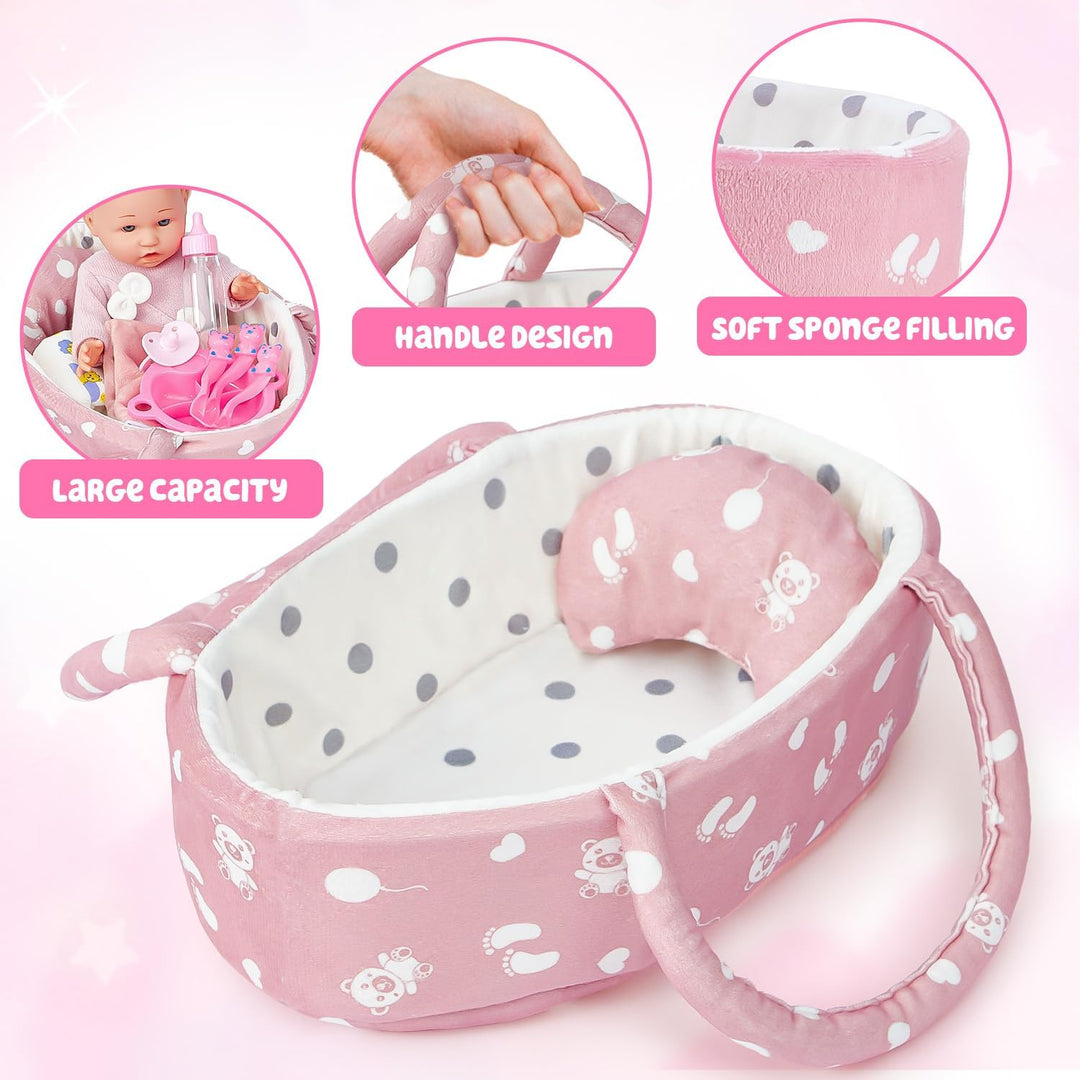 Puppenzubehör Puppen Zubehör mit Puppenbett Puppenwindeln für 30cm Puppen, Tragbares , Geschenk für