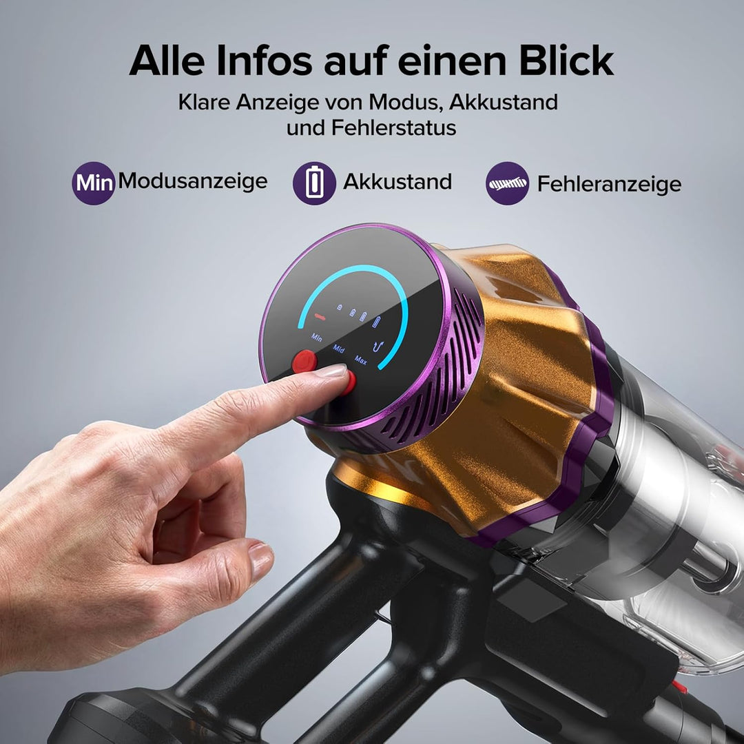 Lubluelu Akku Staubsauger Kabellos, 50kPa Saugkraft/50 Min Laufzeit, mit Selbststehend-Funktion&amp;Anti