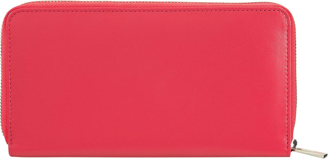 DUDU Grosse Bunte Damenbrieftasche RFID in echtem Leder mit Rundum - Reissverschluss Himbeere, Himbe