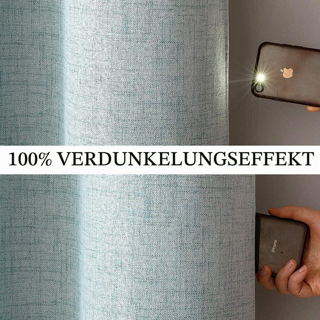 MIULEE Blickdichte Vorhänge Kurz Wärmeisolierende Vorhänge mit Ösen 100% Blickdicht Leinenoptik Gard