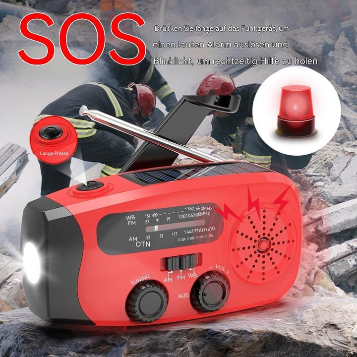 Aufziehbares Solarradio, Notfallradio, tragbares Solar-Notfallradio.2000 mAh wiederaufladbare Powerb