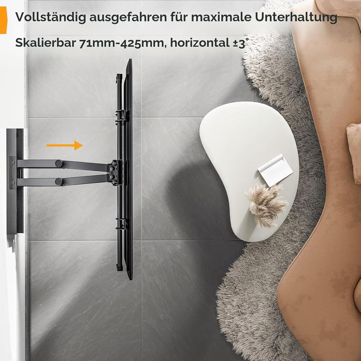 Perlegear TV Wandhalterung Schwenkbar Neigbar für 37-84 Zoll Flach &amp; Curved Fernseher, TV Halterung