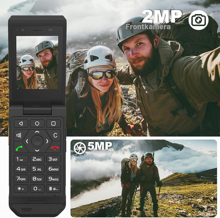 Unifone S22 Rugged Flip Phone entsperrt (16 GB) 7,1 cm (2,8 Zoll) Touchscreen Smartphone Android 11,