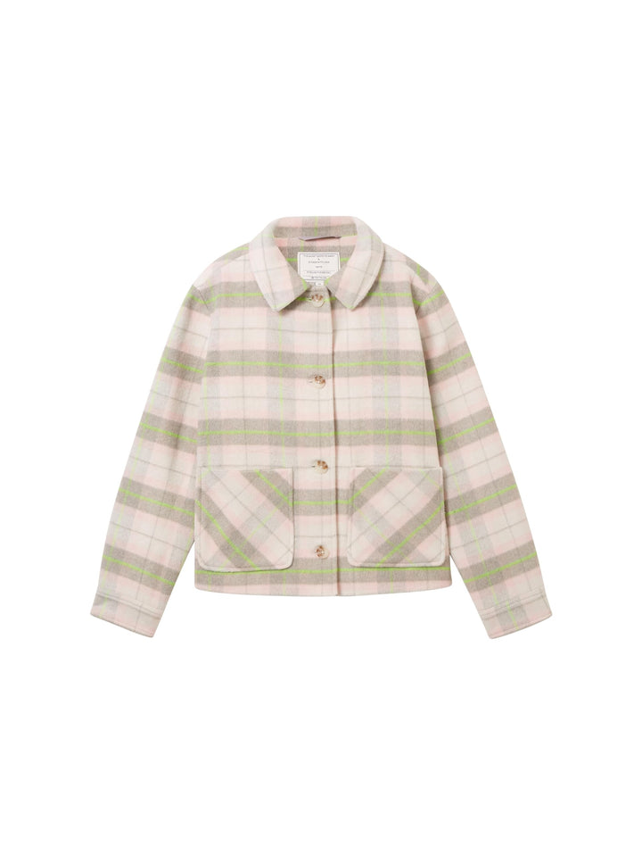 TOM TAILOR Mädchen Overshirt Jacke mit Karomuster 128 32535-light Grey Rose Check, 128 32535-light G