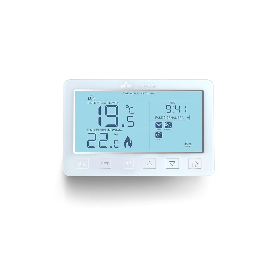 Digitales Wifi Dualband Chronothermostat kompatibel mit Alexa - Stromversorgung 230V - (Schnee PRO W