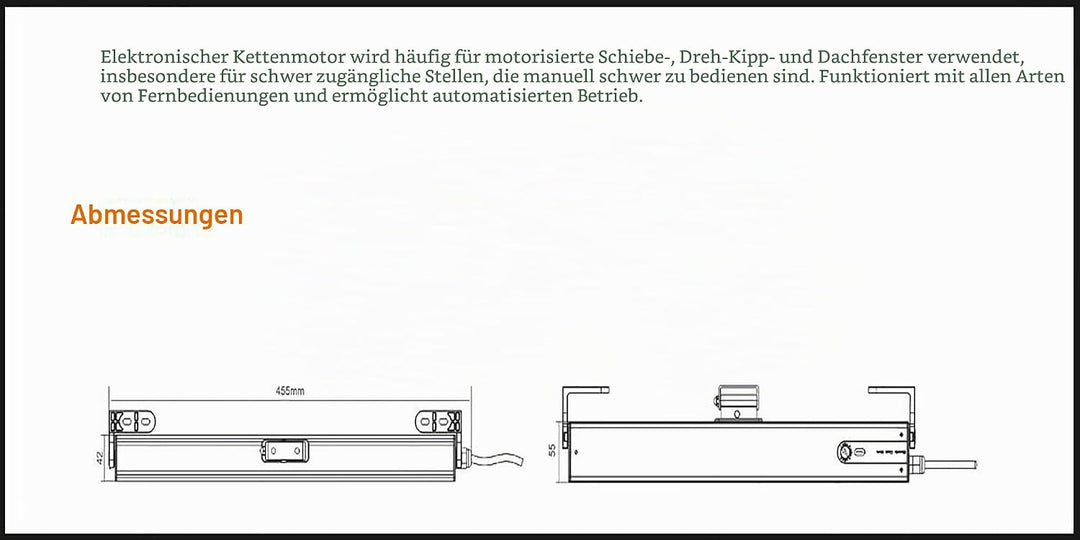 Olide Elektrischer Fensteröffner und Schliesser, 24 V Gleichstrom, verstellbar