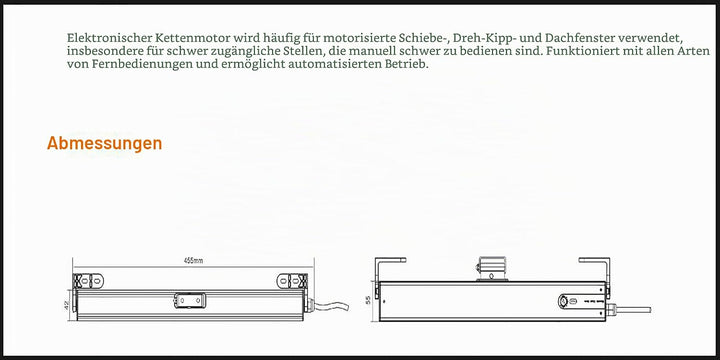 Olide Elektrischer Fensteröffner und Schliesser, 24 V Gleichstrom, verstellbar