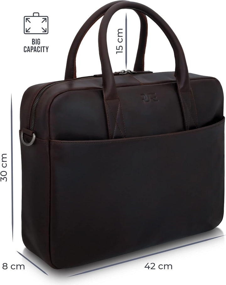 PURE Leather Studio Laptoptasche NAOS - Herren Aktentasche Leder für Notebooks bis 15,6 Zoll I Gross