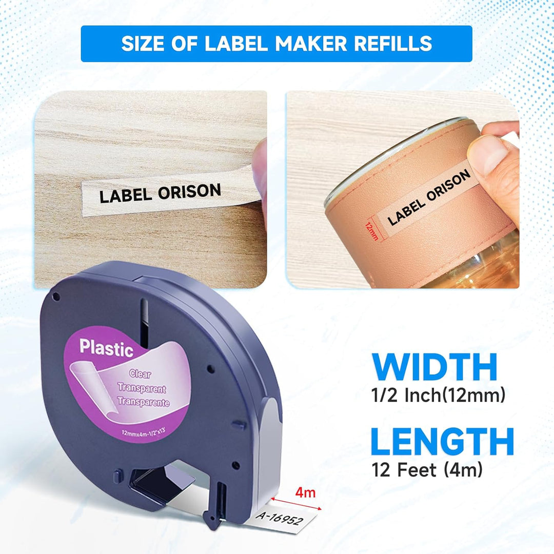 Kompatibel mit Dymo Letratag Refill 16951 16952 Schwarz auf Klar Etikettenband für Dymo Label Maker