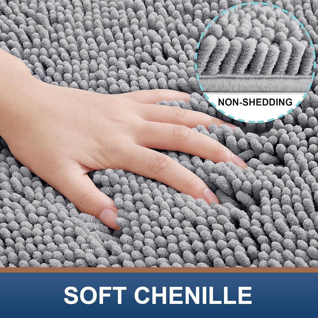 Homaxy rutschfeste Badematte Chenille Badezimmerteppich Mikrofaser Badteppich Saugfähige Hochflor Ba