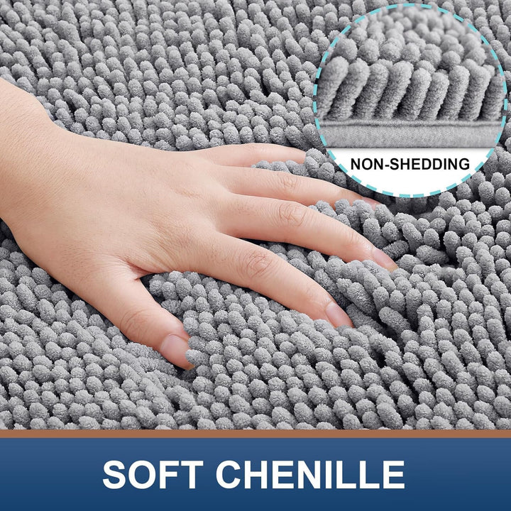 Homaxy rutschfeste Badematte Chenille Badezimmerteppich Mikrofaser Badteppich Saugfähige Hochflor Ba