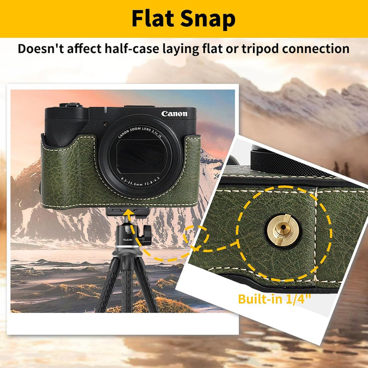 Rieibi Canon V1 Kameratasche, PU-Leder Kameratasche für Canon PowerShot V1 Kamera, abnehmbare Schutz