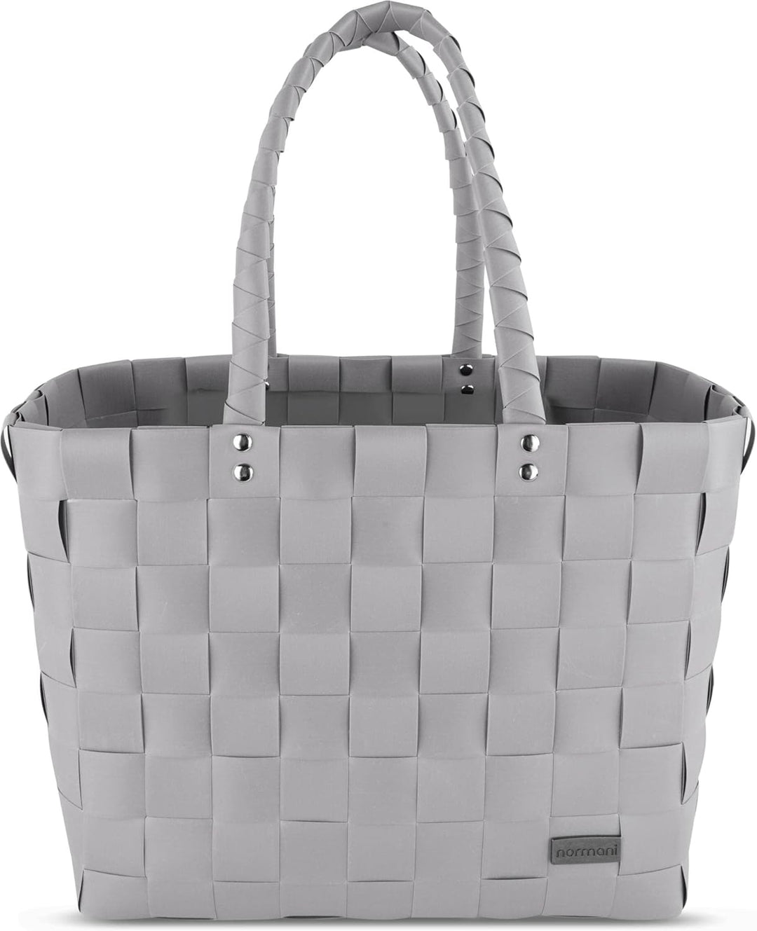 normani Einkaufskorb Shopper geflochten aus Kunststoff - robuster Strandkorb aus wasserabweisendem M