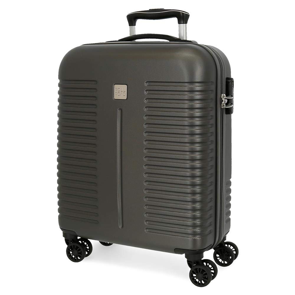 Roll Road India Kabinenkoffer Grau 40x55x20 cms Hartschalen ABS Kombinationsschloss 37L 2,5Kgs 4 Dop