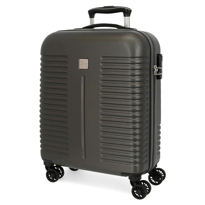 Roll Road India Kabinenkoffer Grau 40x55x20 cms Hartschalen ABS Kombinationsschloss 37L 2,5Kgs 4 Dop