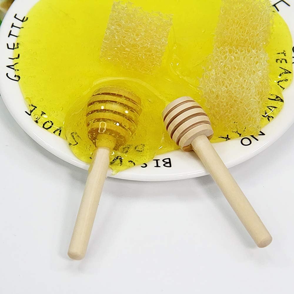 Lawei 100 Stück Honiglöffel Holz Honig Dipper Löffel Mini Holzschläger für Honig Marmelade - 7,5 cm,
