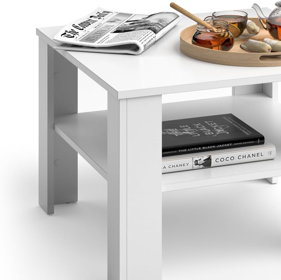 Vicco Couchtisch Homer, Weiss, 60 x 42 cm Weiss 60x42x60 cm, Weiss 60x42x60 cm