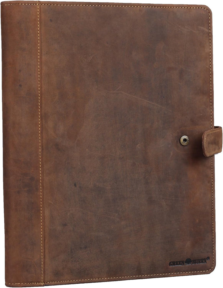 Greenburry Vintage Leder-Schreibmappe A4 - Dokumentenmappe verschliessbar - 33 x 26 x 2,5 cm