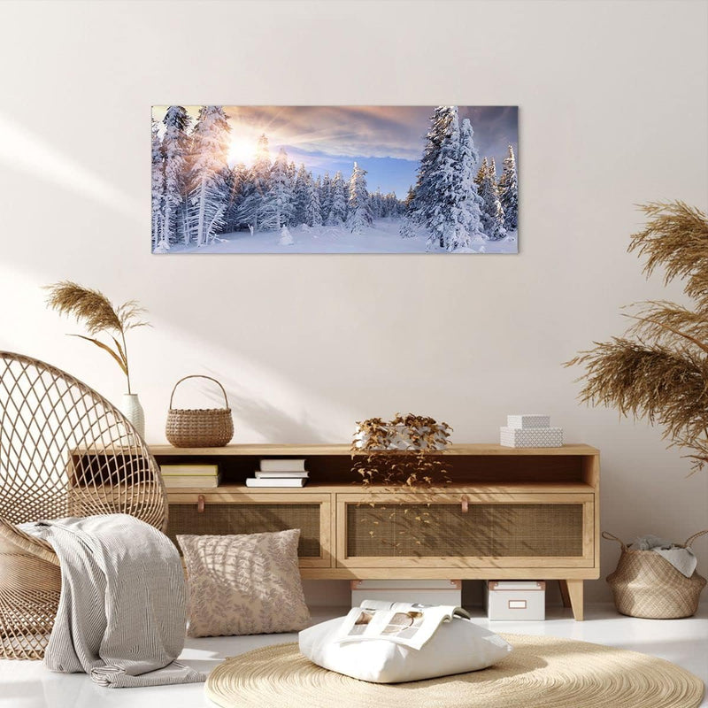 Wandbilder Dekoration Wohnzimmer Abenteuer alpen winter schnee Panorama Bilder auf Leinwand 120x50cm