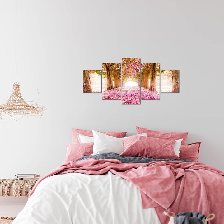 Runa Art Wandbilder Wald Landschaft 5 Teilig Bild auf Vlies Leinwand Deko Schlafzimmer Wohnzimmer Na