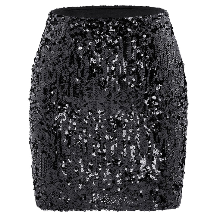 Durio Pailettenrock Für Damen Glitzer Rock Kurz Damen Sexy Midi Skirt Hüftrock mit Elastische Taille